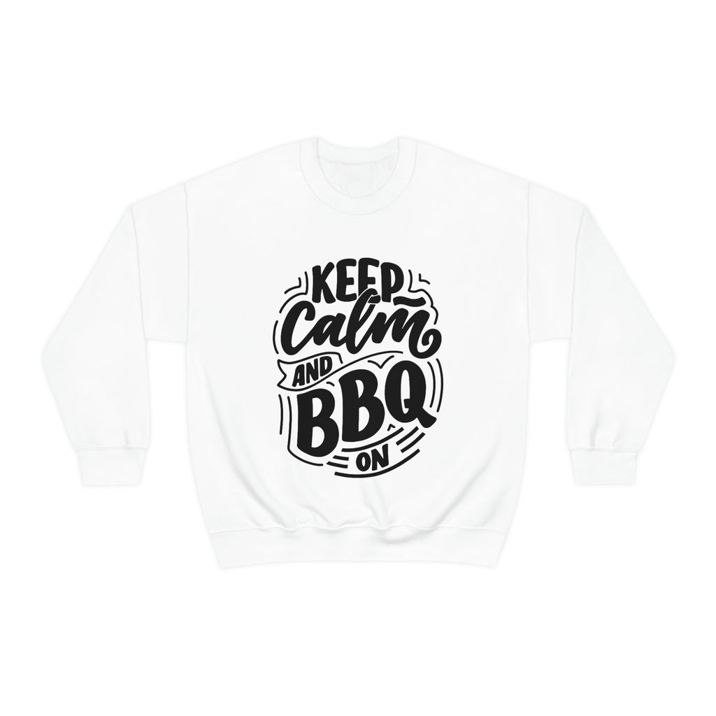 Keep Calm And BBQ On Unisex Heavy Blend Crewneck Sweatshirt Sweatshirt USA Seasonings S White 